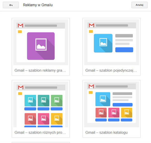 projektowanie reklam w poczcie Gmail