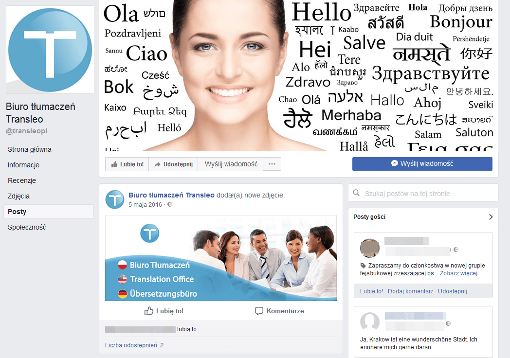 fanpage biura tłumaczeń