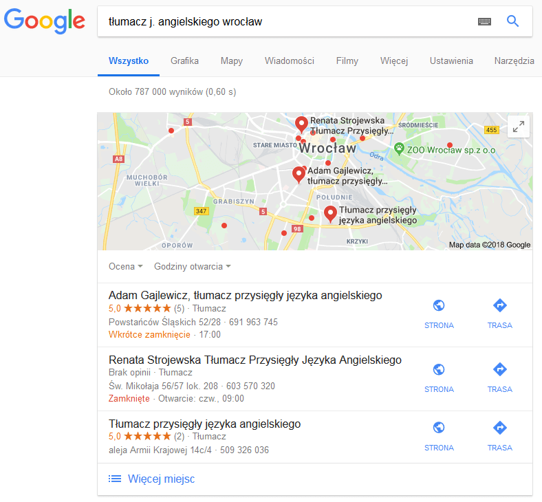 tłumacz języka obcego pozycjonowanie lokalne